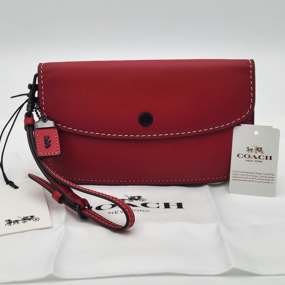 💥NWT💥Coach 1941 Glovetanned Leather Wallet/Wristlet /Clutch, Red